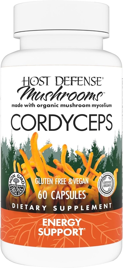 Host Defense Cordyceps Capsules - Immune & Energy Support Supplement - Cordyceps ilə Uşaq Ekspert - Kompüter Kompüter Yardım üçün fitness dəstəyi - 60 Kapsül (30 Xidmət)