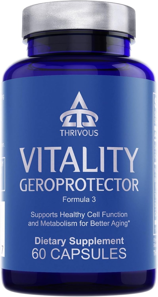 Thrivous Vitality Geroprotector - Metabolic & Cellular Support Supplement with Berberine, Nicotinamid Riboside, Mirtoselect Blueberry, Resveratrol & CoQ10 - 60 Vegan kapsułki