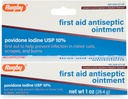 Rugby First Aid Antiseptic Ointment, Powidon Jod USP 10% Rozwiązanie tematyczne, Pomaga zapobiegać infekcji w drobnych cięć, Scrapes i Burns - 1 Oz.