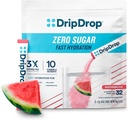 DripDrop Sukkerfri Hydration Packets - Null Vannmelon - Single Servere Electrolytes Powder Drink Mix - Ikke-GMO, Glutenfri, Vegan - 32 Sticks