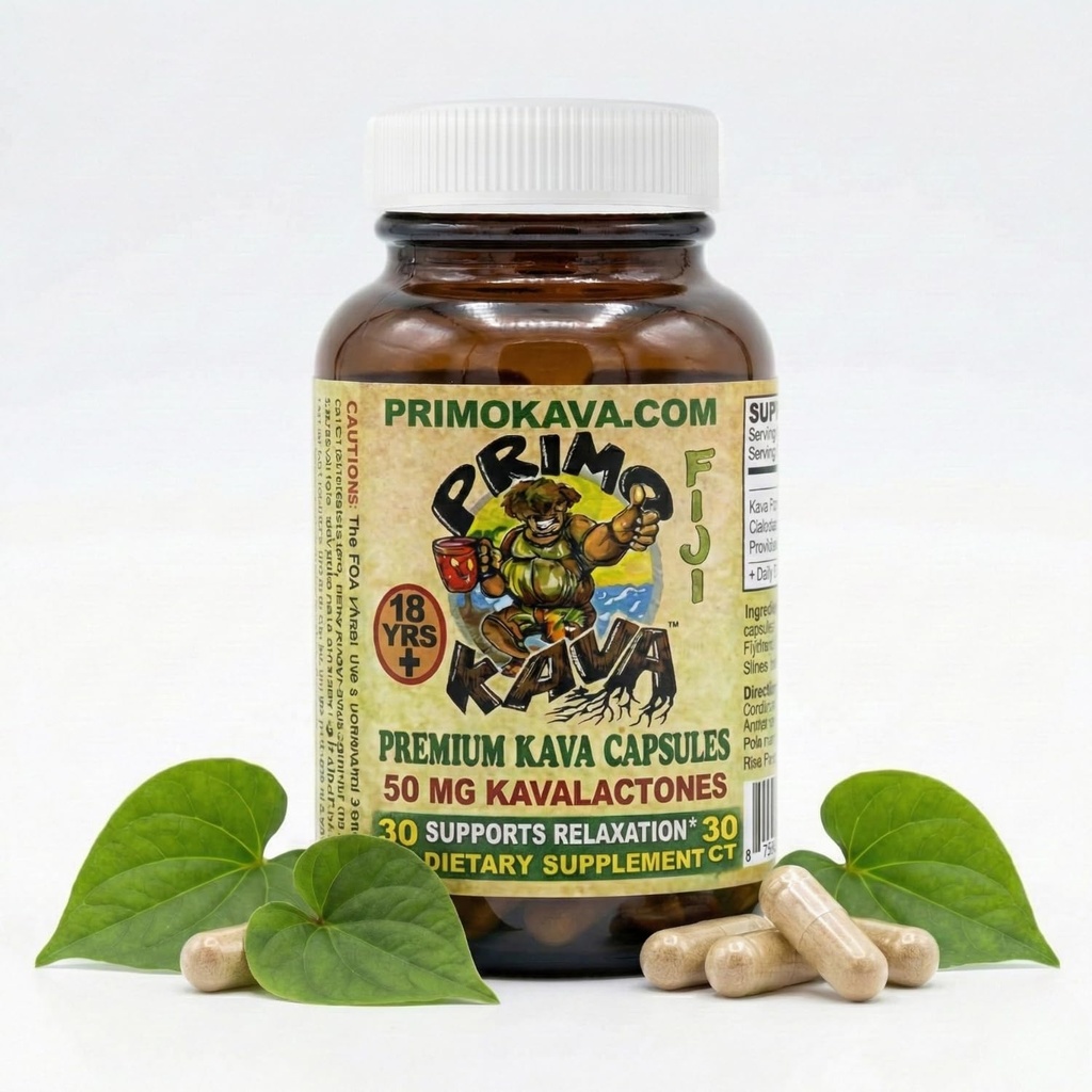 Kava Capsules 1500mg | Authentic Kava Kava from Fiji | Fast Acting Kava Extract | 1500mg of Kavalactones | Adaptogenic Experience | Certified 3rd Party Testing