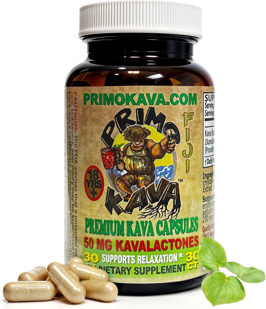 Kava kapsulak | Fijiko Kava Autentifikatua | Kava erauzketa bizkorra | Kavalactoneseko 50mg | Esperientzia moldakorra | 30 kondea