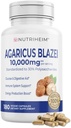 Agaricus Blazei Organik Mushroom Extract for Immune & Energy Support -% 30 Polysaccharides & 180 Veggie Capsules - Non-GMO, Gluten-Free, Vegan-Friendly Supplement