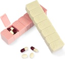 Pill Organizer- Pill Boxy pro cestování, 7 Den s Braille Pill pouzdro Vitamíny Rybí olejové doplňky, Léčebné Organizátor Disperse pro rybí oleje, Vitamin Holder dodatek (Pink + Beige)