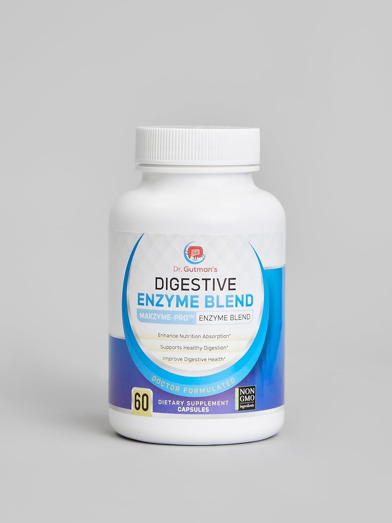 Dr. Gutman'ın Digestive Enzyme & Probiyotik Synbiyotik, 60 Veggie Caps - Bromelain, Papain, Lipase, Lactase & Galactosidase, Gelişmiş Nutrient Abpsiyon