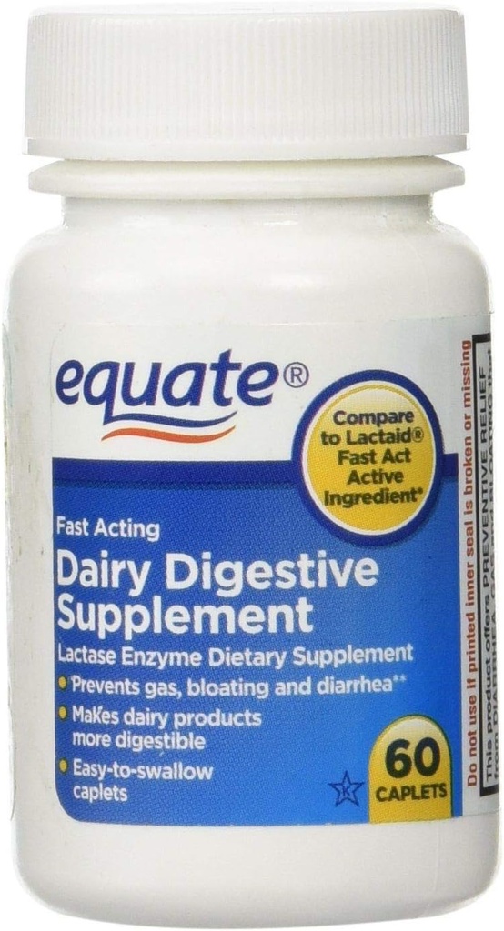 Equate Quick Action Dairy Digestive Supplement, 60ct