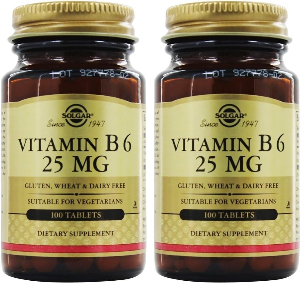SOLGAR Vitamin B6 25 Mg, 100 Tablets, 100 Count (Pack of 24)
