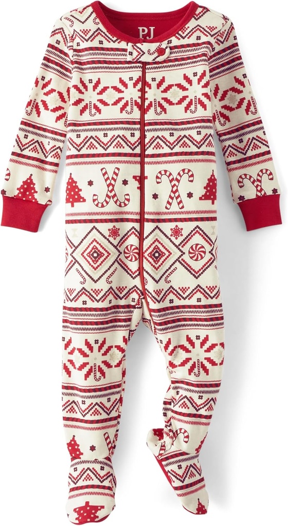 The Children 's Place Baby Group 1-Family Matching, Christmas Pajama Sets, Cotton, Fairsile- Red