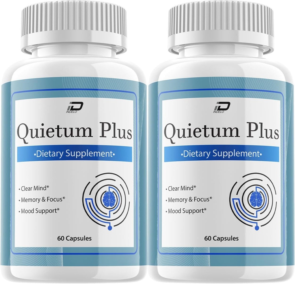Quietum Plus Brain Supplement Capsules – All-Natural Maximum Strength Formula for Enhanced Memory and Focus Pills, QuietumPlus Support and Reviews (2 Pack – 120 Capsules)