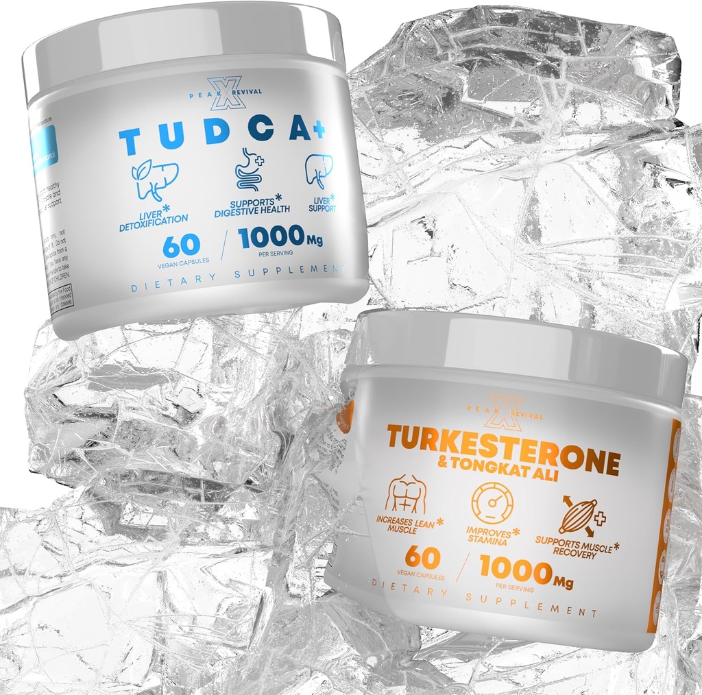 TUDCA + 1000mg BIL druskos papildas kepenų palaikymui + Turkesterono & Tongkat Ali 1000mg Padidinti ištvermę (60 kapsulių)