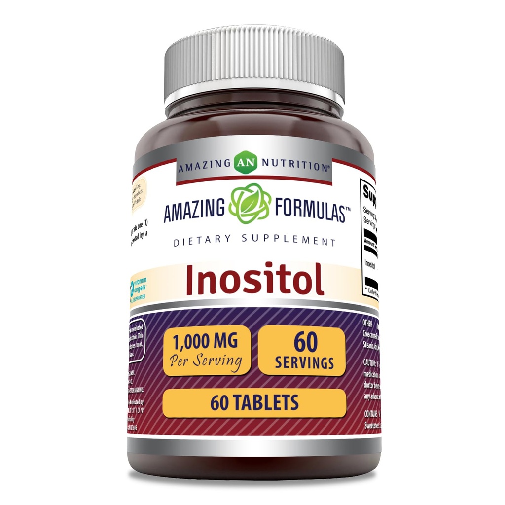 Amazing Formulas Inositol 1000mg Supplement | Tablets | Non-GMO | Gluten-Free | Made in USA (1 Pack, 60 Count)