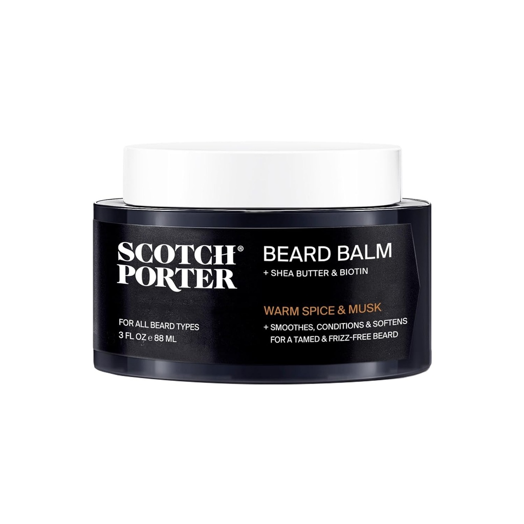 Scotch Porter Conditioning Beard Balm - Smooth, Shape, Moisturize & Soften Coarse, Dry Facial Hair medan uppmuntra tillväxt för en Fuller / Healthier-Looking Beard - Original Scent, 3 uns. Jar Jar
