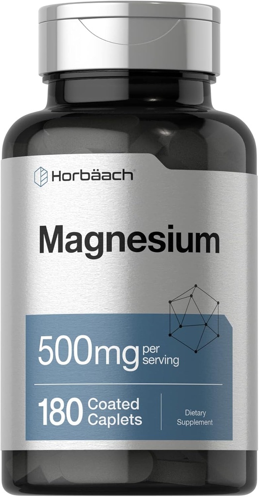 Horbäach Magnijs 500mg - 180 Caplets - Veģetārs, nav GMO, un bez lipekļa papildinājums