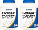 Nutricost L- Arginin L- Citrulin Komplex 750mg, 240 Kapsle (2 Lahve) - Non- GMO