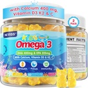 Dzieci Omega 3 Gummies + Wapń 400mg + Witamina D3 K2 + C, Omega-3 DHA & EPA Suplement - Nie Burps ryb, Nie Cukru - Dzieci & Nastolatki Ombregga 3 + Gummy wielowymiarowe na silne kości, Mózg, Immune, Oko, 2Pack