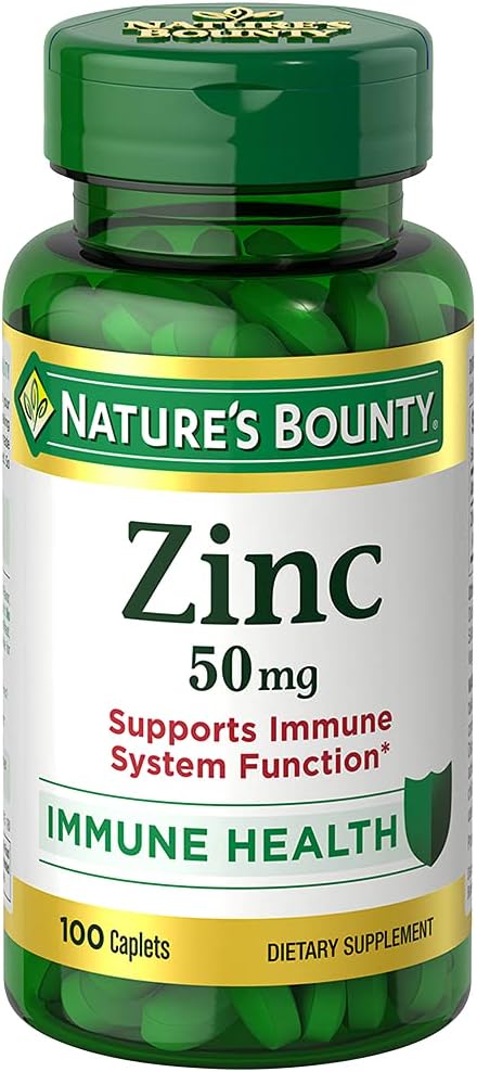 Naturens Bounty Zinc 50 mg Caplets, Unflavored, 100 Count, Pakke med 2