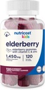 Nutricost Lasten Elderberry Gummies (50 mg) sinkki & C-vitamiini 120 Gummies - gluteeniton, ei maissia