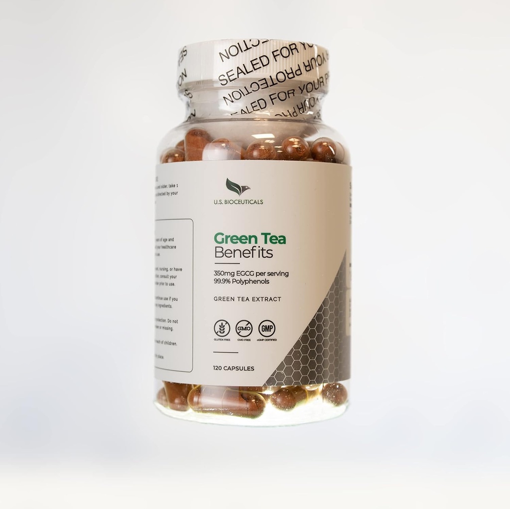 Zöld tea előnyök - Több mint 350mg EGCG üvegenként - 99,9% polifenolok - Támogatja az egészséget - 120 kapszula palackonként