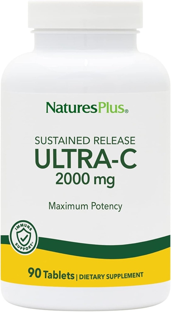 Natures Plus Ultra-C 2000 mg - 90 Tablets - Vitamin C with Rose HIPS - Immune " Antioxidant Support - Vegetarian, Gluten Free - 90 Servings