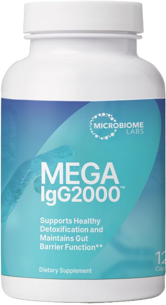 Microbiome Labs Mega IgG2000 Κάψουλες - Γαλακτοκομικά Χωρίς Βοοειδή Συμπλήρωμα Colostrum Εναλλακτική - Ανοσοσφαιρίνη Συμπλήρωμα από Βοοειδή Ορού για την υποστήριξη Digestive Υγεία (120 Κάψουλες)