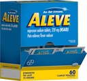 Aleve Pain Reliever & Fever Reducer Naproxen Sodium Caplets, 身体和关节炎 疼痛 Reliever, 为12岁和12岁以上成人和儿童提供药物, 60个个人邮袋