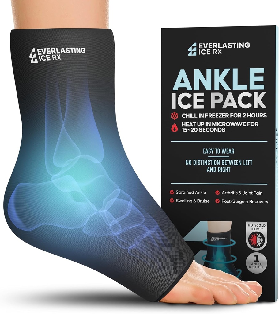 Agarre de hielo de tobillo para inflamación, agarre de hielo de pie reutilizable - Terapia de compresión fría para el alivio del dolor, Fasciitis de plantar, tobillos depravados, Aquiles de tensión