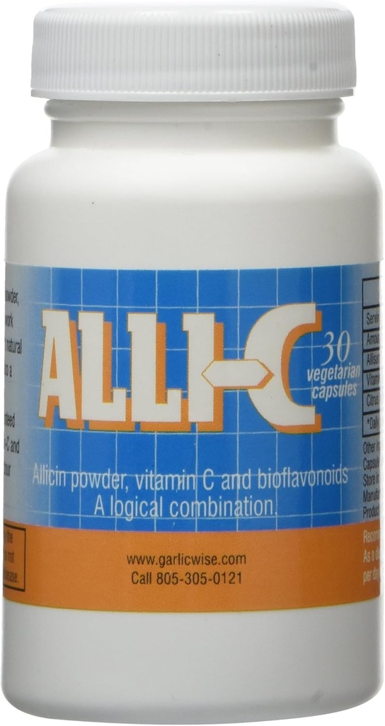 ALLI-C Allicin with Vitamin C and Bioflavonoids - 30 cápsulas vegetarianas capturan el poder del ajo
