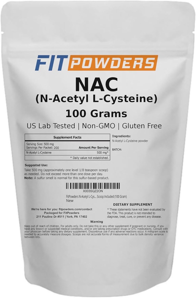 NAC Powder N-Acetyl L-Cysteine Powder Scoop Included (100 Gram)