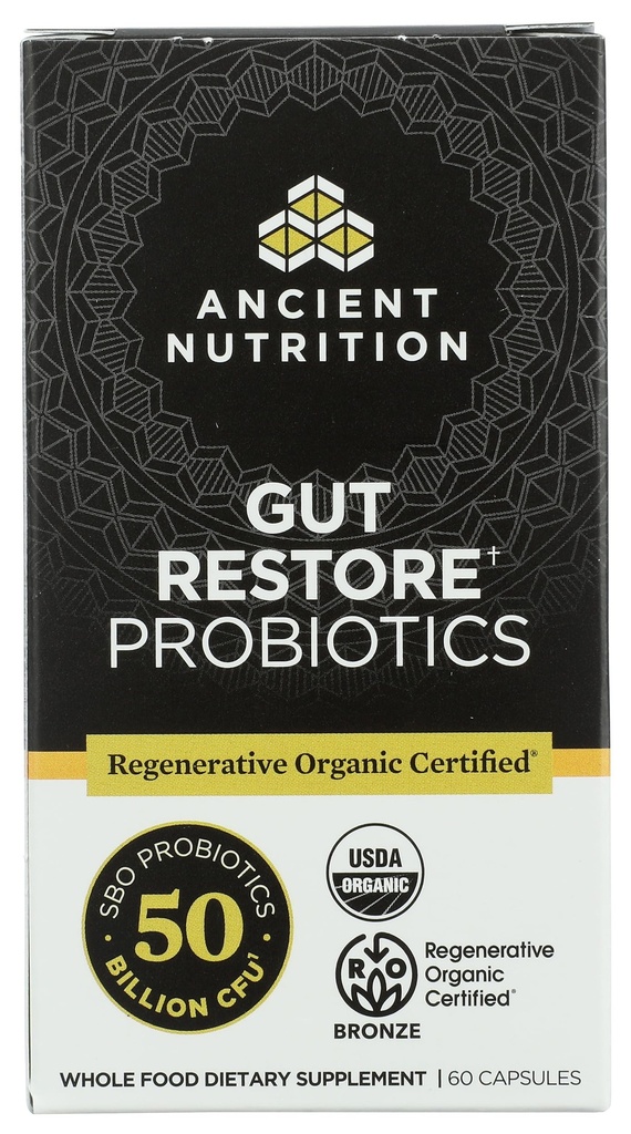Ancient Nutrition, Probiotics Gut Restore 50B Organic, 60 Count