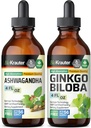 BIO KRAUTER Ashwagandha Tincture 4 Fl. Oz. & Ginkgo Boloba Tincture 4 Fl. Oz.