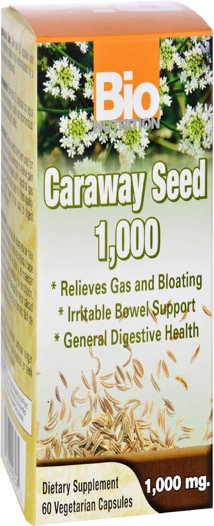 Bio Nutrition Caraway Seed 60 Vegetarian Capsules 1000 Mg 124; General Digetical Supplement 126;