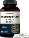 NatureBell Magnesium Malate 1.500mg, 240 kapsler | Chelatert for høy absorpsjon | Energi og nervesystem støtte | Ikke-GMO, Glutenfri