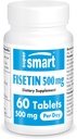Supersmart - Fisetin 500mg por dia (Fácil de Tomar) - 98% Pure Fisetin Supplement - Altamente Biodisponível Polyfenol - Potent Senolytic Activator - Não-GMO & Gluten Free - 60 Comprimidos