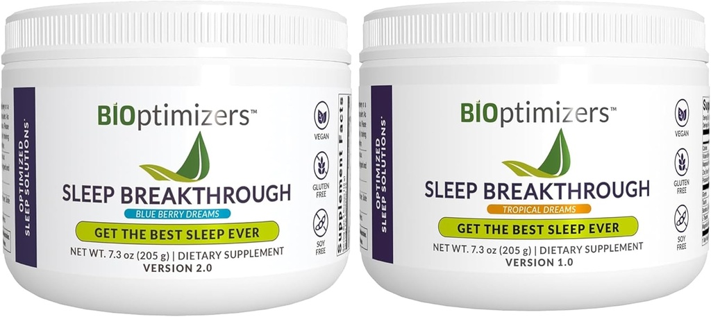 BiOptimizéři Sleep Breakthrough Powder - Tropické sny & Blueberry Bundle - Přirozený doplněk podpory spánku - 405g Celkem