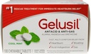 Gelusil Antacid & Anti Gas tabletta Heartburn Relief, Acid Reflux, Bloating and Gas, Cool Mint - 100ct Buborékcsomagolás