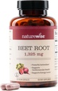 NatureWise Beet Root Capsules 1325mg with Organization Beetroot - Nitric Oxide Boster for 环流和心脏健康支持 - Vegan, Gluten-Free, Non-GMO - 120 Capsules [60日供应]