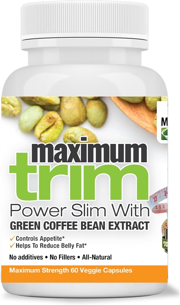 Máximo Máximo Trim Garcinia CAMBOGIA con Green Coffee Bean Extraer toda perda de peso natural, Supresor de apetito e queimador de graxa - Mes de subministración