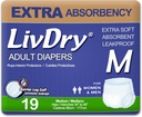 LivDry Adult Incontinence underwear, תוספת Absorbency Adult Diapers, Leak Protection, Medium, 19-Pack