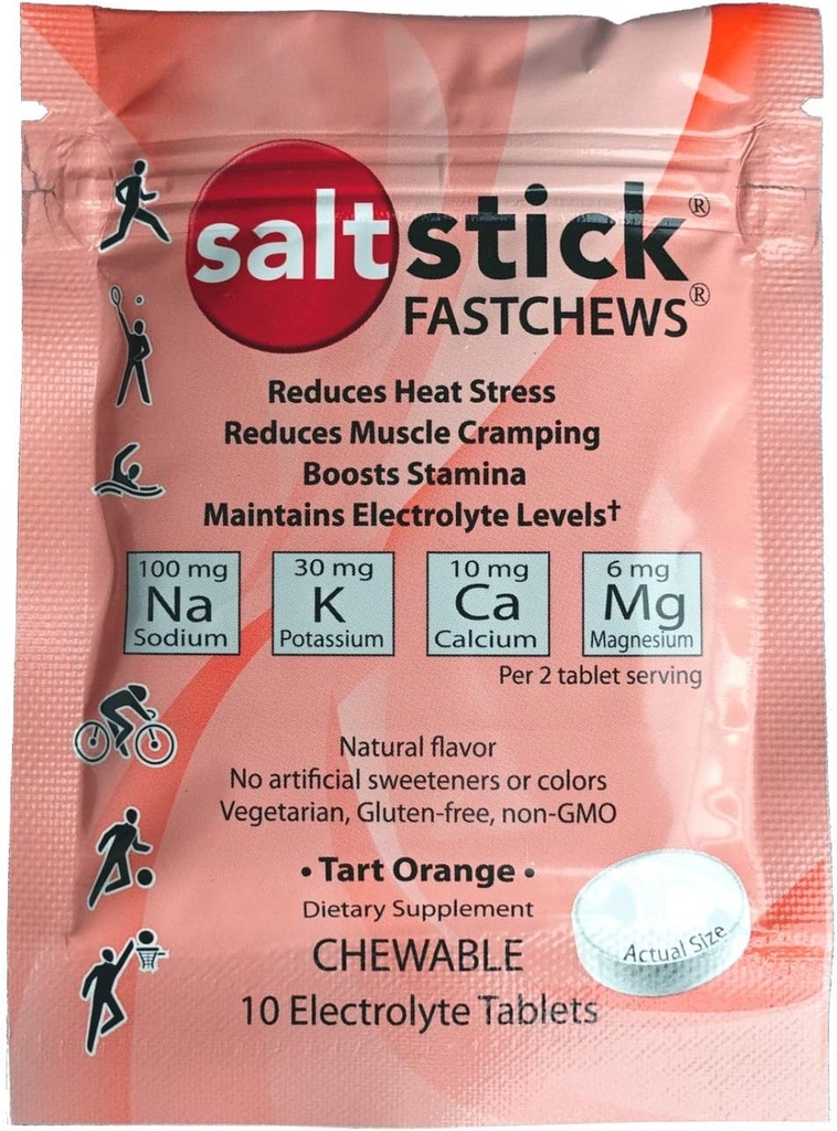 SaltStick Fastchews, Rehydration, 운동 회복, 청소년 및 성인 운동, 하이킹, 스포츠 회복, 10ct 다양성 4 팩을 위한 전해질 보충 정제