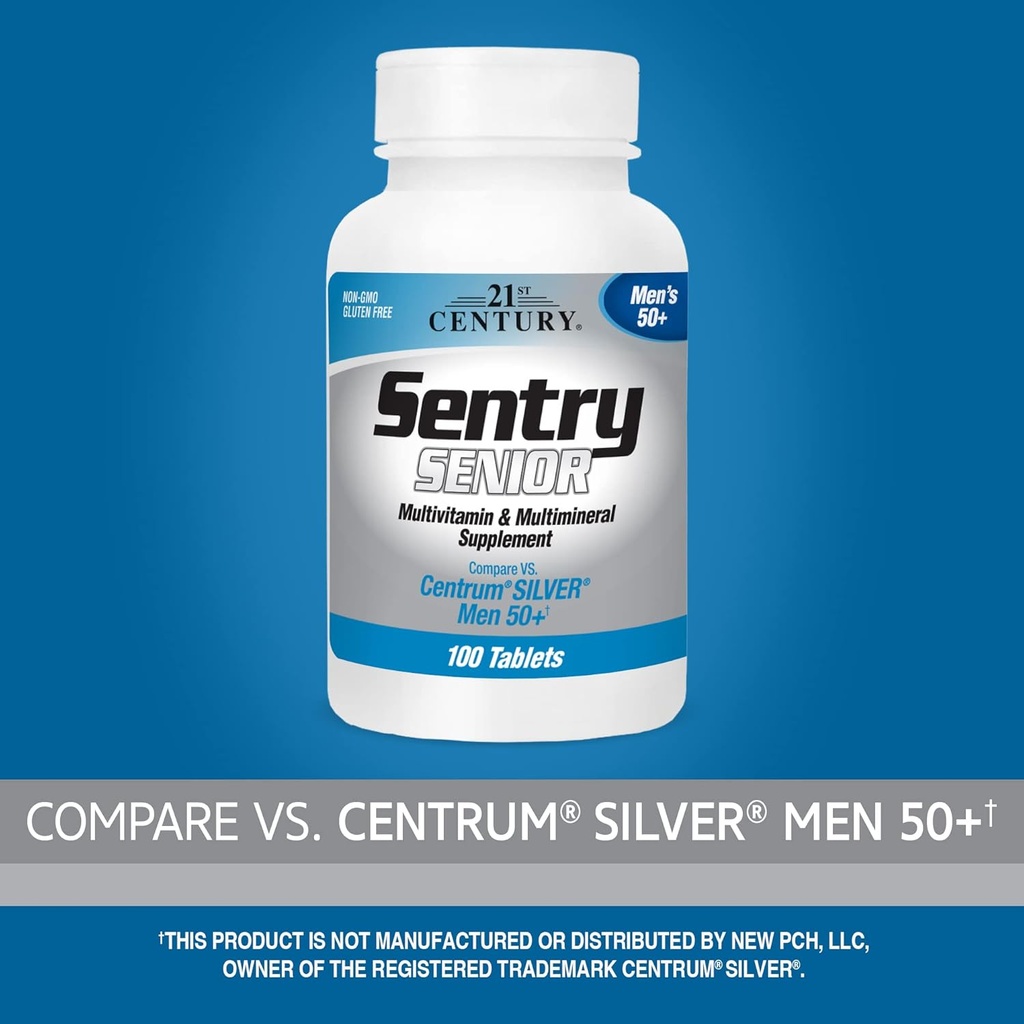 21st Century Sentry Senior Men 50Plus Tablet, White Unscented 100 Count (Paket 2)