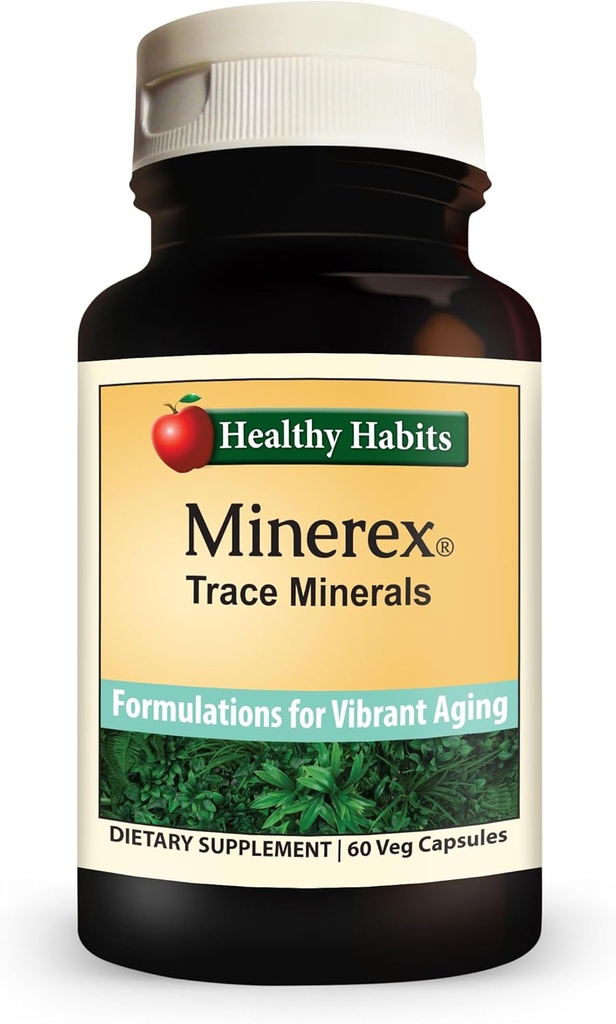 Terveet Habits MINEREX High Potency Complete Mineral Supplement with Sentramin Plant and Sea Bed Minerals from Senonian Vegetate 60 Count