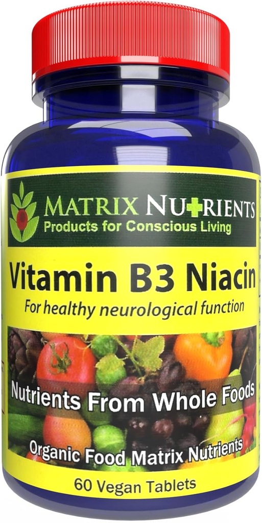 Vitamin B3 NIACIN - stravitelná, srdeční a imunitní podpora! - 100% organická - Také zlepšit funkci mozku, energie a snížení stresu - Veganské tablety (60ct)