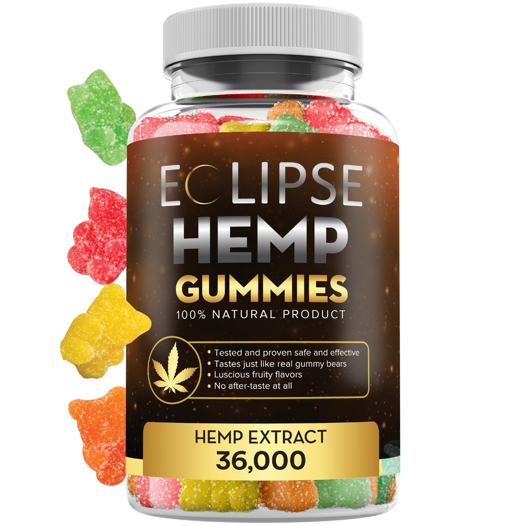Hemp Gummies - 36,000 MG (60 Count) - 600 MG Per Gummy Bear with Hemp Oil - Made in USA