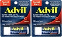 2 Embalagem de Pacote de Bolso Advil Reliever / Redutor de Febre Ibuprofeno 200mg - 10 Comprimidos Revestidos Por Embalagem (20 Comprimidos Total)
