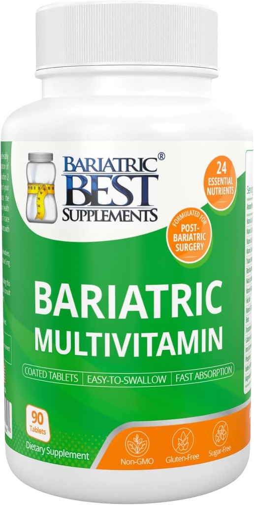 Bariatric Multivitamine with Iron for Post- Gastric Bypass & Sleeve Surgery, Suplementy energii, 90 Tablets, 24 Esential Nutrigents, Preparted by Bariatric Surgeons per ASMBS Guidelines