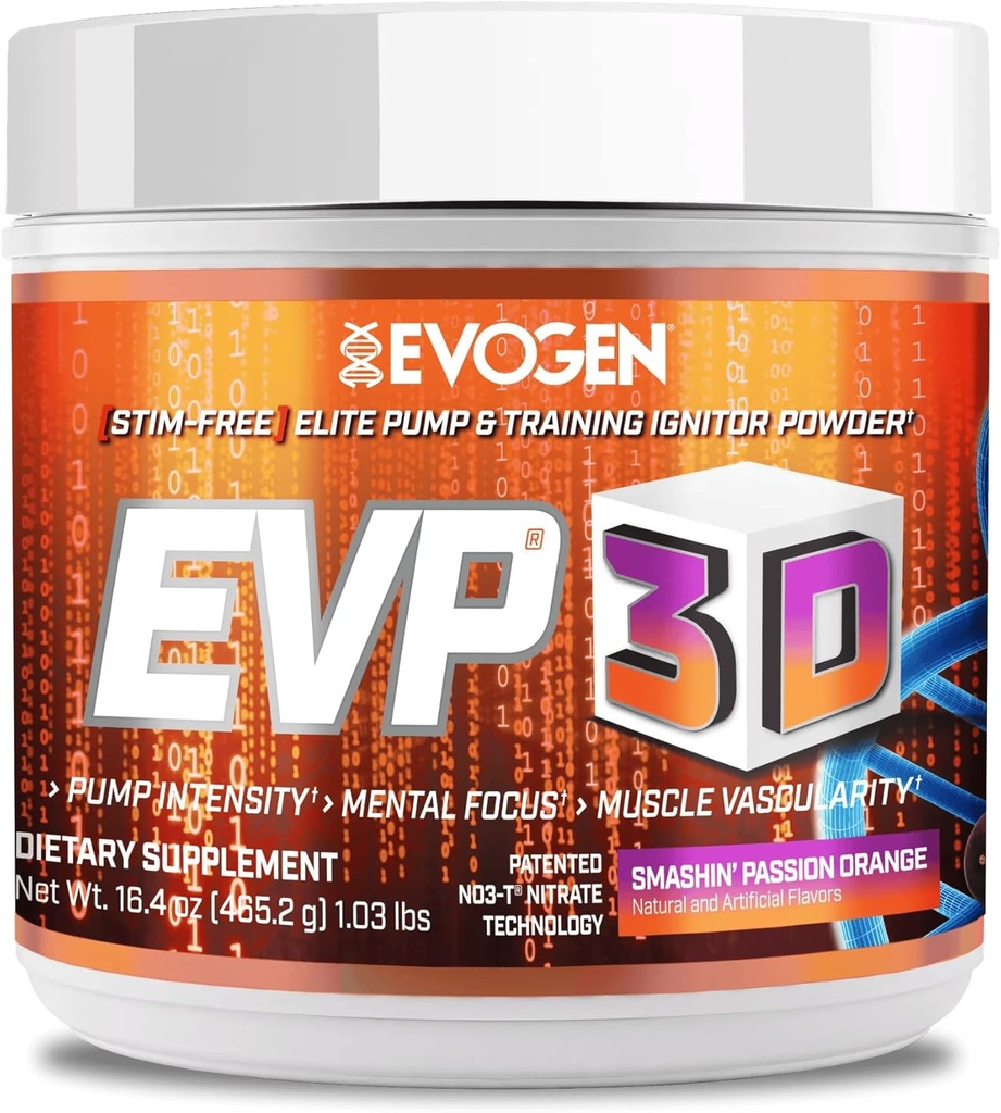 Evogen EVP 3D - Kişilər və Qadınlar üçün Stim Pulsuz Pre Workout Toz / Sugar Free Non Stim Energy & Pump üçün Beta Alanine və Creatine ilə preworkout