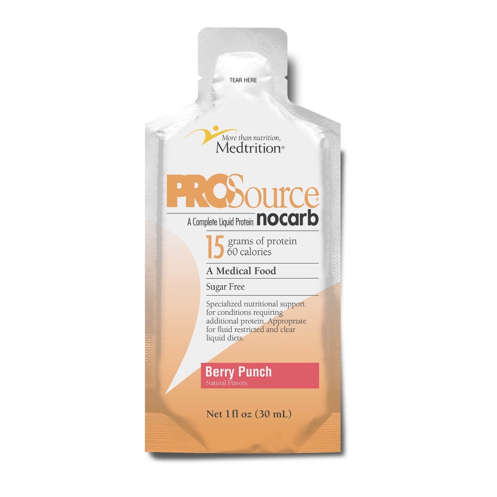 Medtrition ProSource NoCarb Berry Punch Liquid Packets Case of 25-1 fl oz Packets