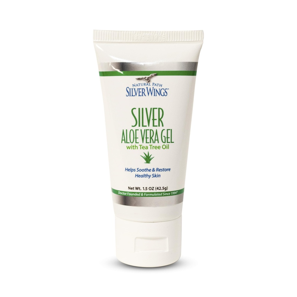Natural Path Silver Wings 200ppm Silver with Aloe Vera Gel and Tea Tree Oil - Soothing Skin Care - 1.5 oz