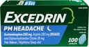 Excédrine PM pour le soulagement des maux de tête, Acétaminophène 250mg, Aspirine 250mg, Diphénhydramine Citrate 38mg, analgésique, Sleep-Aid nocturne, 100 Compte