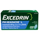 Excedrin PM for Headache Relief, Acetaminophen 250mg, Aspirin 250mg, Diphenhydramine Citrate 38mg, Pain Reliever, Nighttime Sleep-Aid, 100 Count